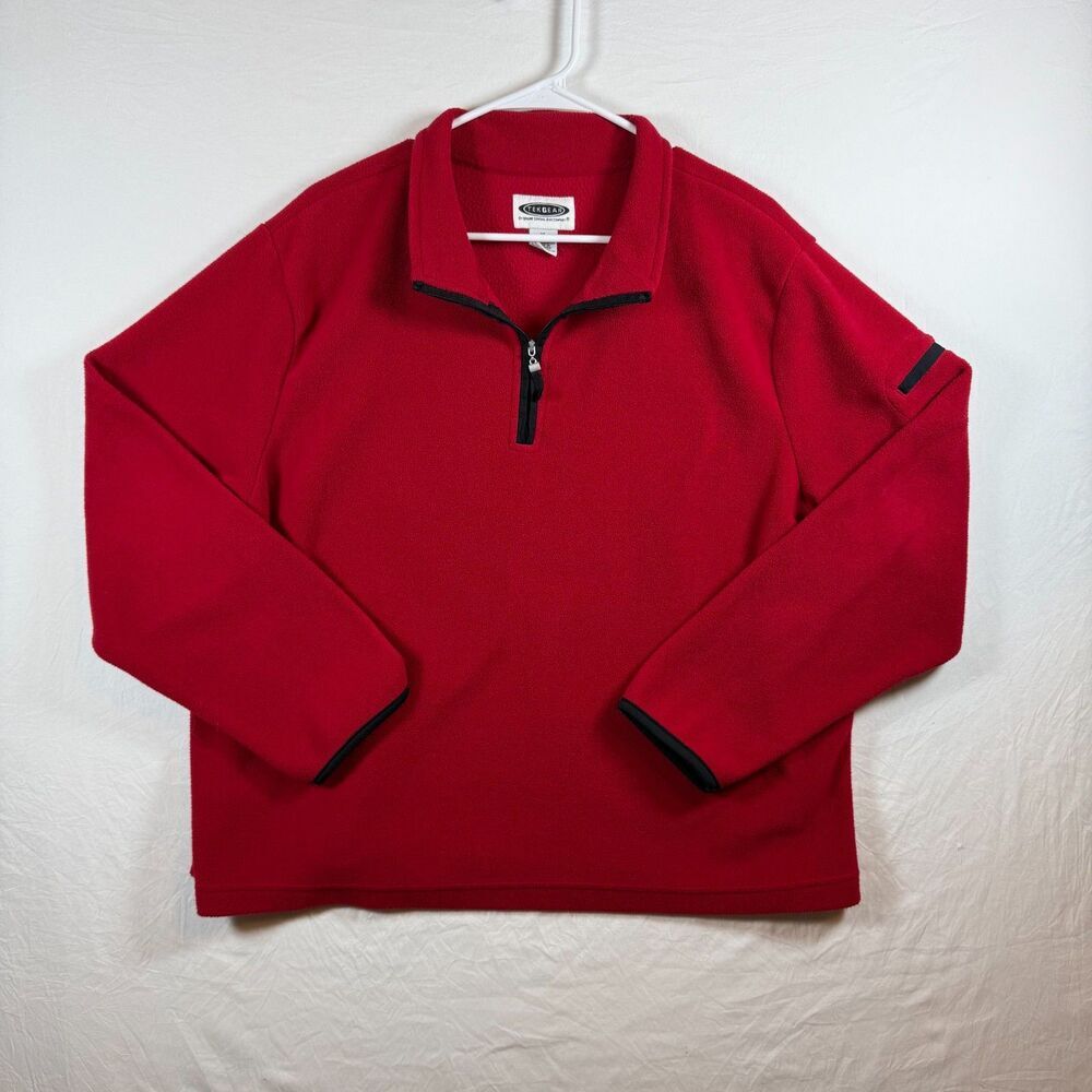 Tek Gear Quarter Zip Fleece Pullover Red Black Trim Size XL